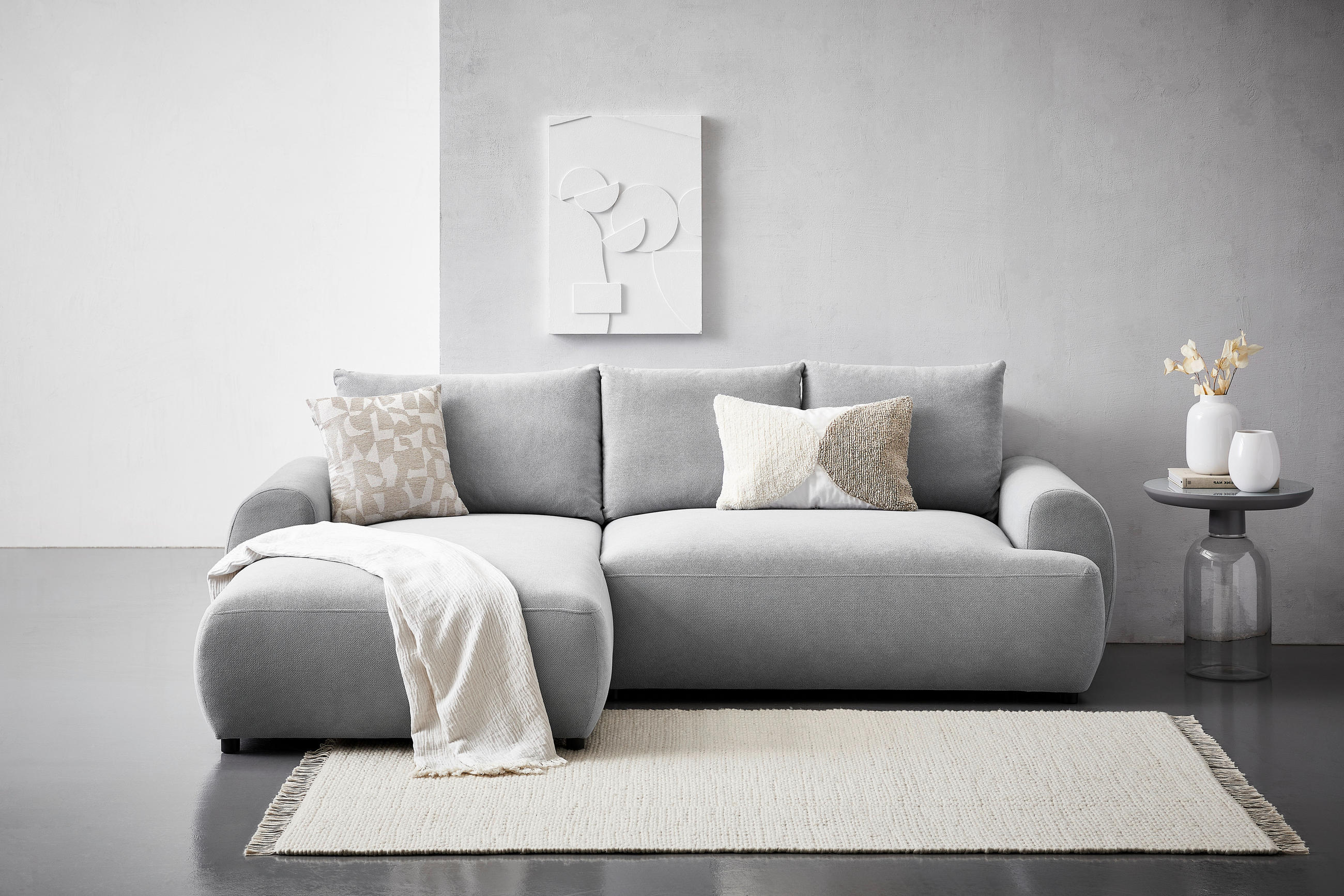 ECKSOFA Grau Webstoff  - Schwarz/Grau, MODERN, Kunststoff/Textil (175/265cm) - Carryhome
