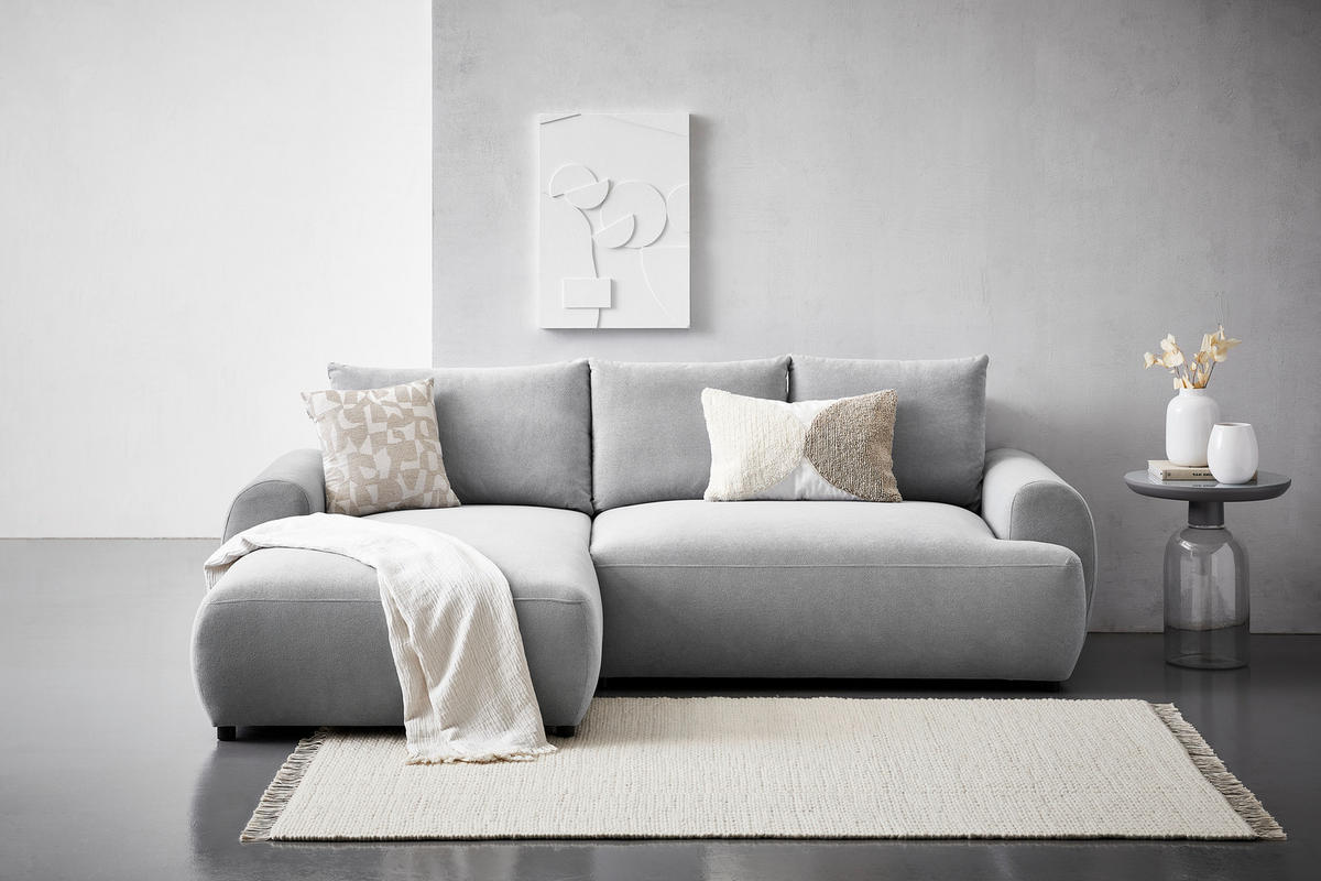 ECKSOFA in Webstoff Grau  - Schwarz/Grau, Modern, Kunststoff/Textil (175/265cm) - MID.YOU