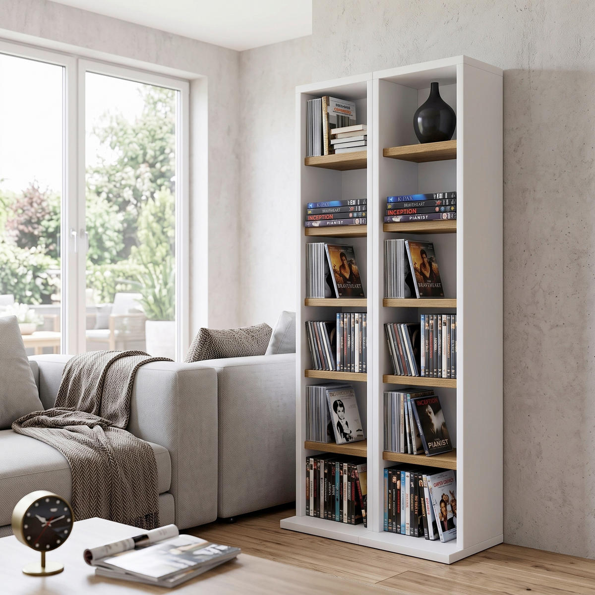 CD-REGAL - Honigeiche/Weiss, Design, Holzwerkstoff (42/91,8/20cm) - MID.YOU