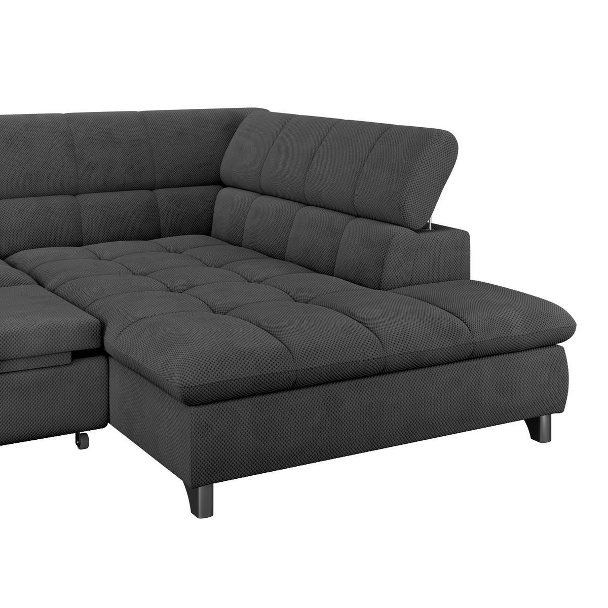 ECKSOFA Anthrazit Chenille  - Chromfarben/Anthrazit, KONVENTIONELL, Textil/Metall (312/234cm) - Livetastic