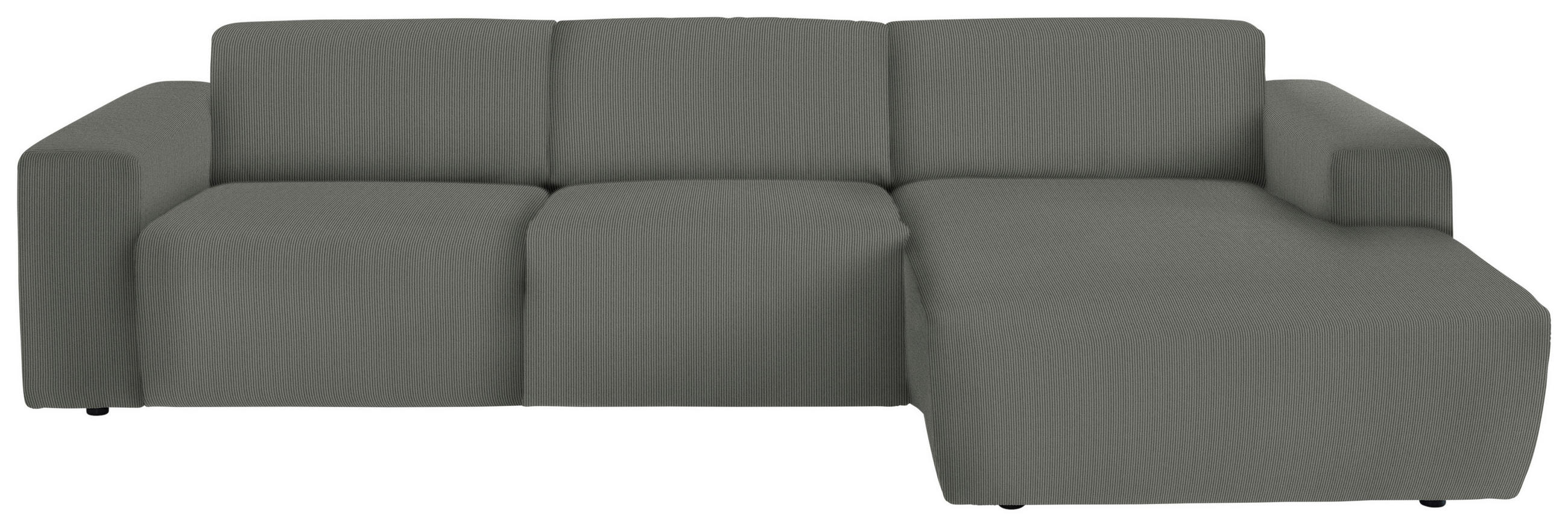 ECKSOFA in Feincord Grau  - Schwarz/Grau, Design, Kunststoff/Textil (301/177cm) - Beldomo Style