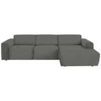 ECKSOFA in Feincord Grau  - Schwarz/Grau, Design, Kunststoff/Textil (301/177cm) - Beldomo Style