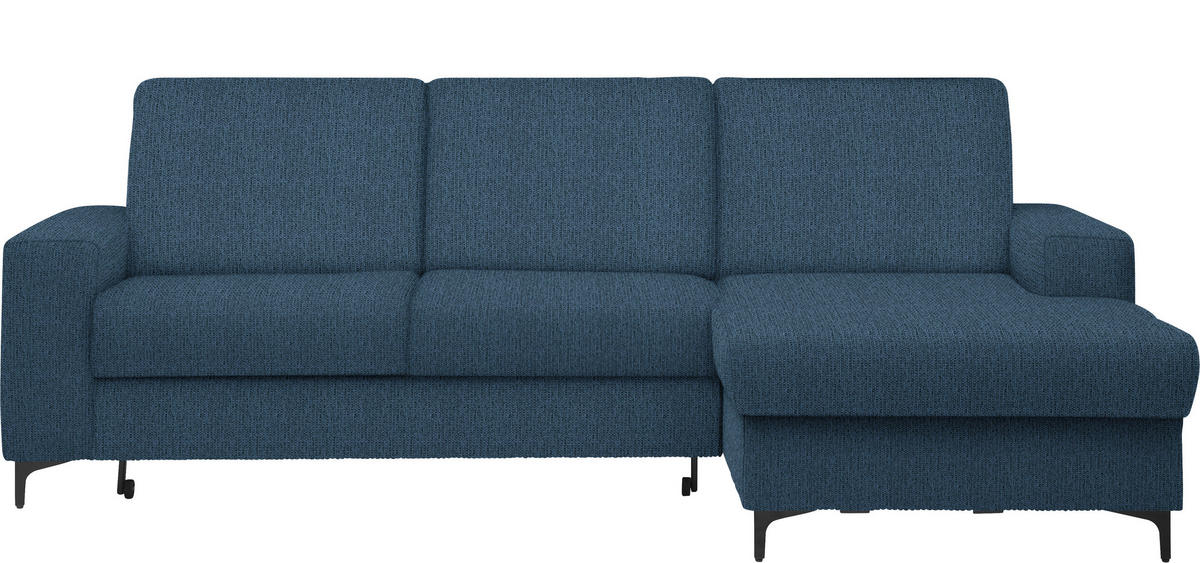ECKSOFA in Webstoff Blau  - Blau/Schwarz, KONVENTIONELL, Textil/Metall (247/167cm) - Stylife