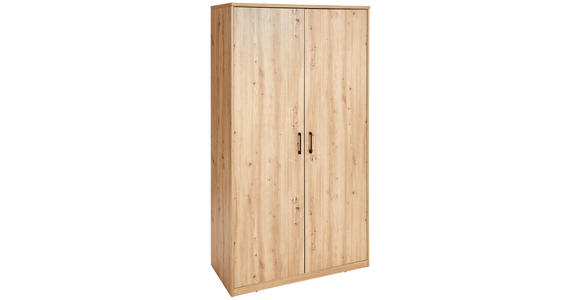 DREHTÜRENSCHRANK in Eiche Artisan - Schwarz/Eiche Artisan, Basics, Holzwerkstoff/Metall (106/194/54cm) - Xora