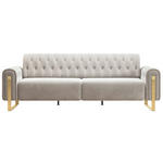 3-SITZER-SOFA Velours Beige  - Beige/Goldfarben, KONVENTIONELL, Textil/Metall (264/90/97cm) - Carryhome