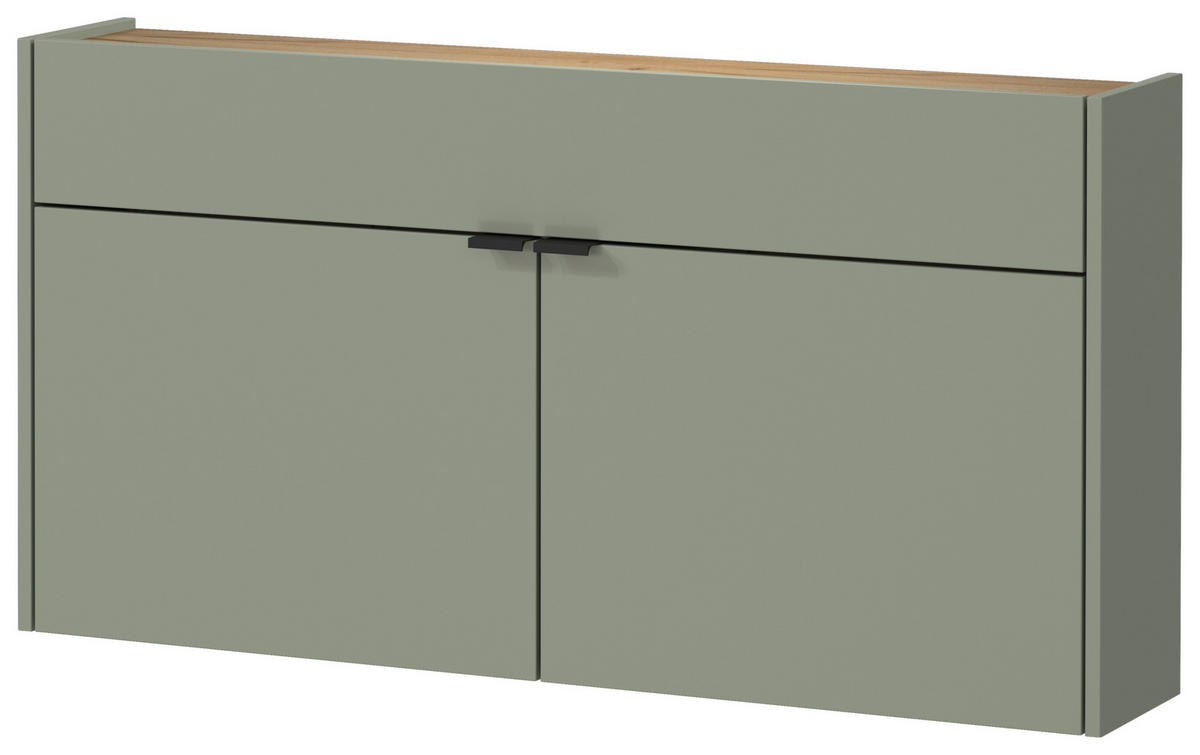 GARDEROBE 3-teilig  in 140/200/22 cm  - Eichefarben/Grün, Design, Glas/Holzwerkstoff (140/200/22cm)