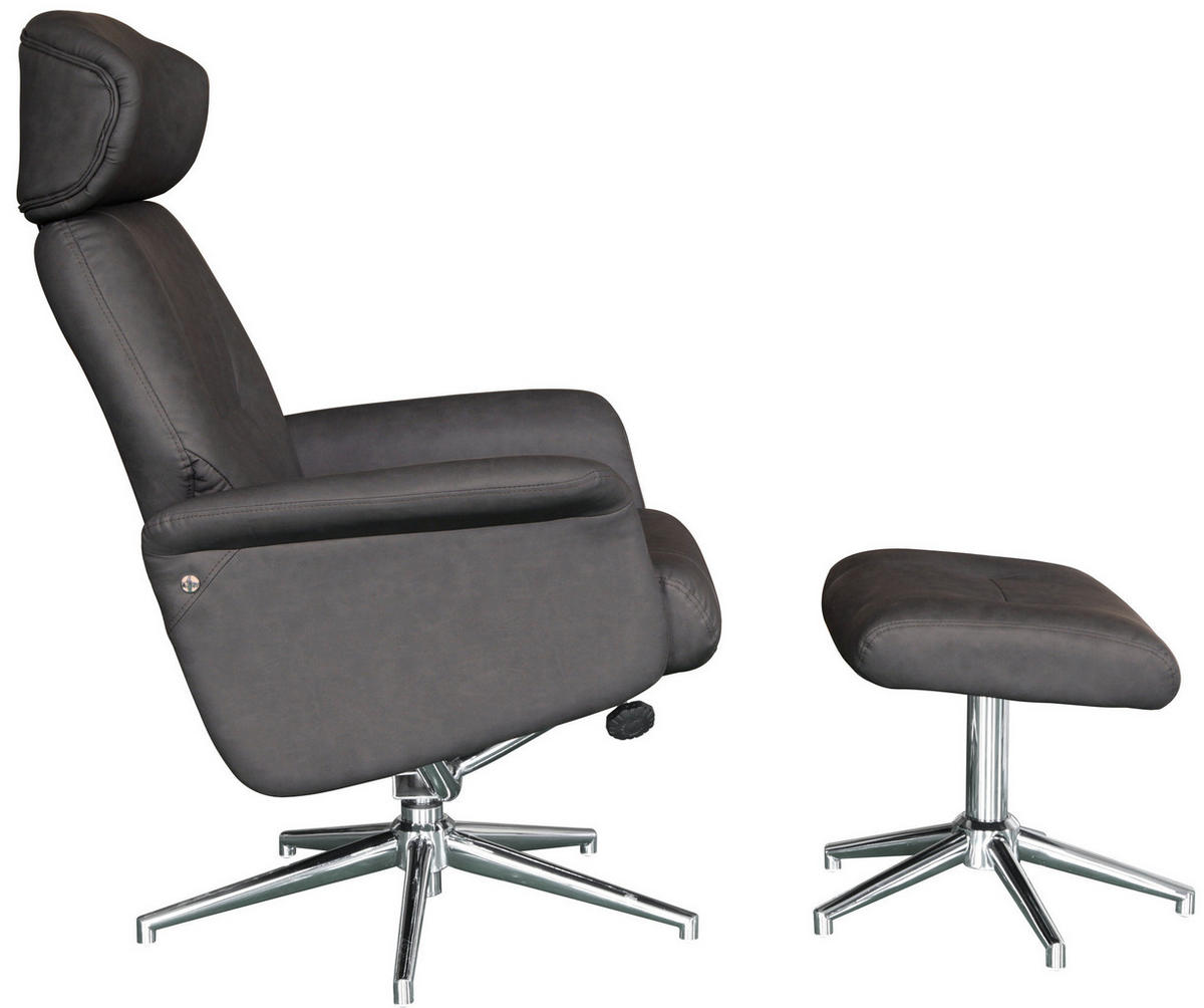 POČIVALNIK S PODNOŽNIKOM,  antracit, barve kroma kovina, umetna masa, tekstil - barve kroma/antracit, Design, kovina/umetna masa (75/109-96/77-109cm) - Xora