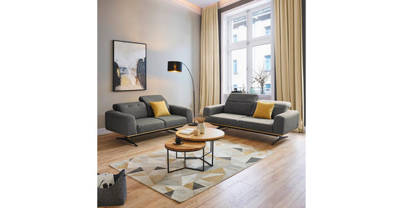 3-SITZER-SOFA Struktur Dunkelgrau - Dunkelgrau/Schwarz, Design, Textil/Metall (205/76-97/102cm) - Novel