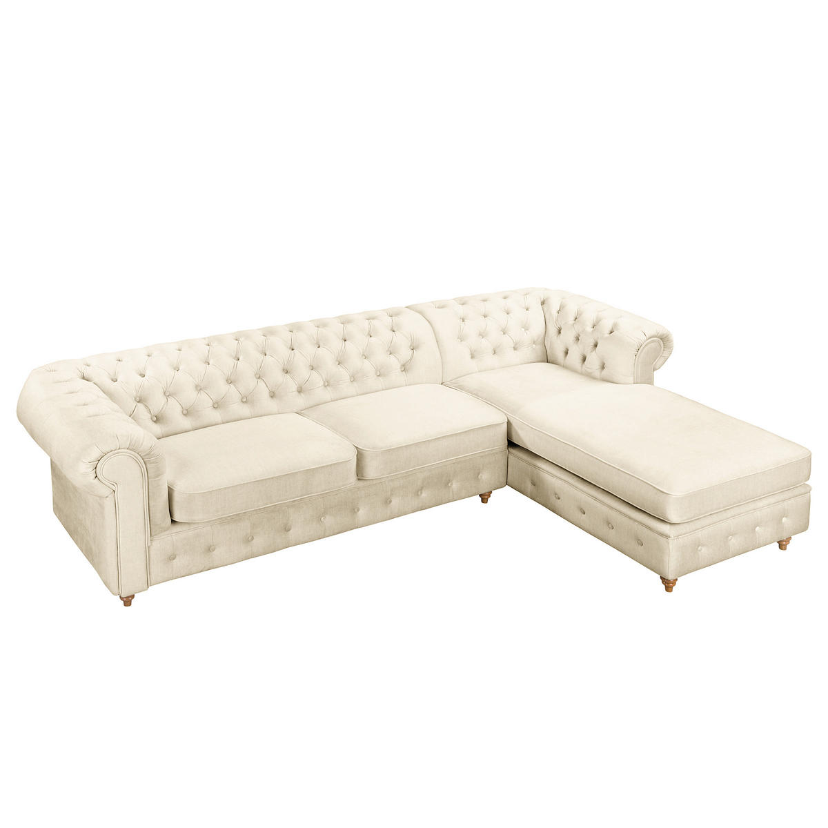 ECKSOFA Laura in Mikrofaser Creme  284/182 cm  - Creme/Braun, Design, Holz/Textil (284/182cm) - P & B