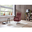 RELAXSESSEL in Leder Bordeaux - Edelstahlfarben/Bordeaux, Design, Leder/Metall (70/124/85cm) - Cantus