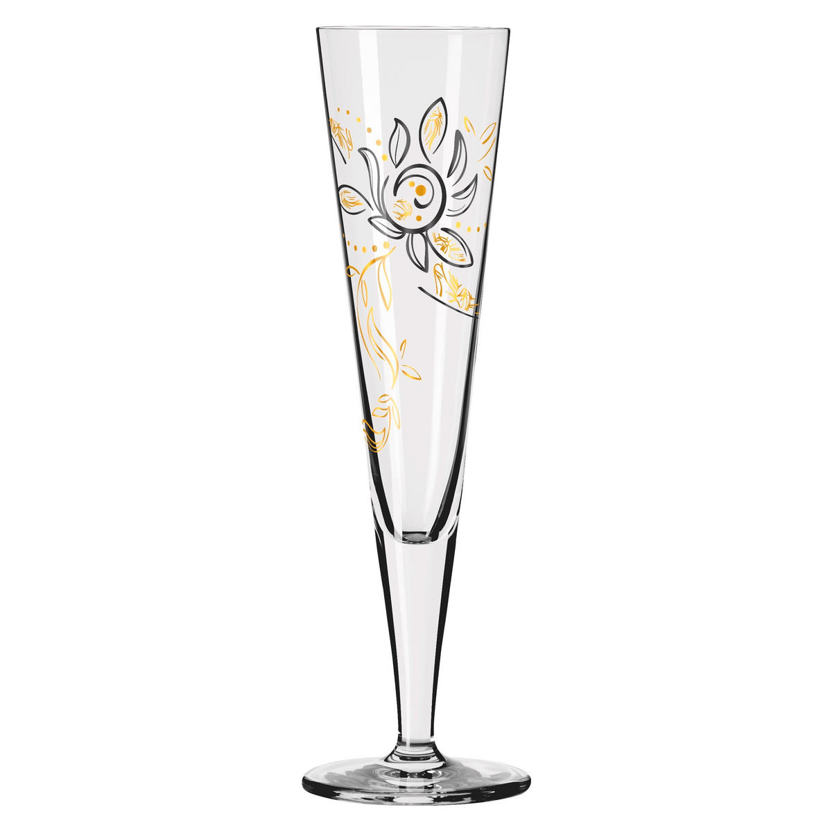 CHAMPAGNERGLAS Goldnacht 205 ml 4-teilig  - Goldfarben/Schwarz, Trend, Glas (7,2/24/7,2cm) - Ritzenhoff Breker