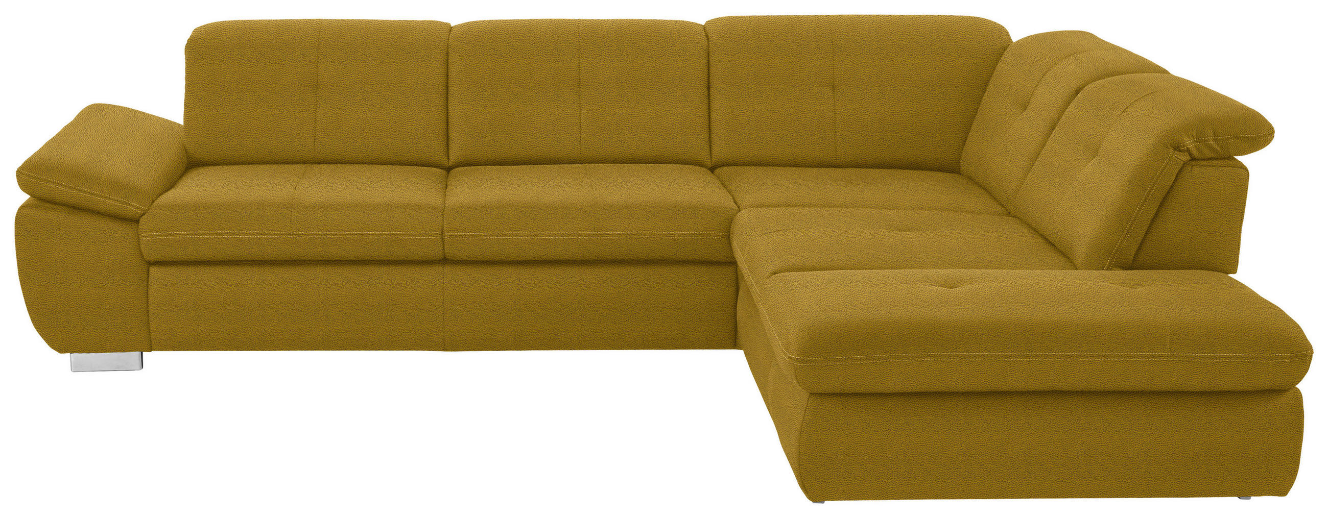 ECKSOFA  in Mikrofaser Grün Rücken echt, Sitztiefenverstellung  318/260 cm  - Grün, Design, Textil/Metall (318/260cm) - Beldomo Speed