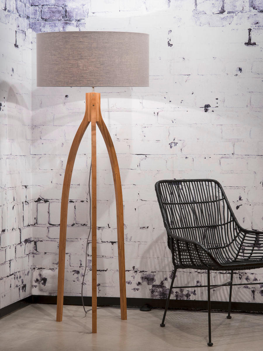 STEHLEUCHTE 60/160 cm    - Hellgrau/Naturfarben, Trend, Holz/Textil (60/160cm) - Good & Mojo