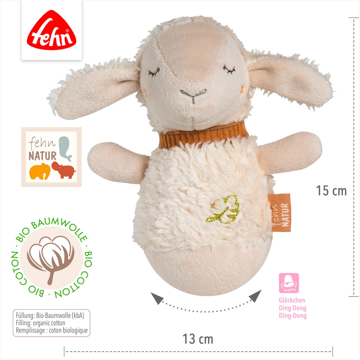 STEHAUFFIGUR - Creme, Basics, Textil (14,2/12,7/6,5cm) - Fehn
