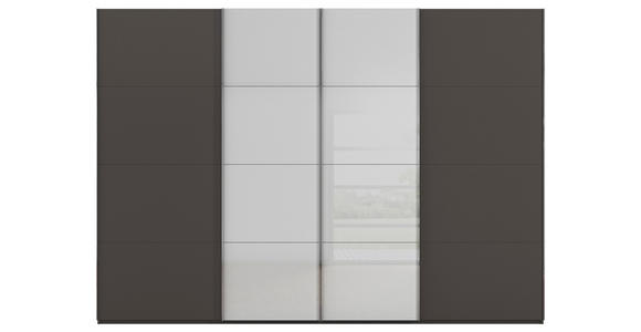 SCHWEBETÜRENSCHRANK 316/235/68 cm 4-türig Graphitfarben, Grau - Chromfarben/Graphitfarben, KONVENTIONELL, Glas/Holzwerkstoff (316/235/68cm) - Novel