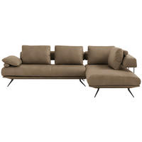 ECKSOFA in Echtleder Braun  - Schwarz/Braun, Design, Leder/Metall (305/231cm) - Dieter Knoll