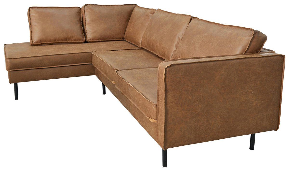 ECKSOFA in Lederlook Braun  - Schwarz/Braun, Design, Leder (170/270cm) - MID.YOU
