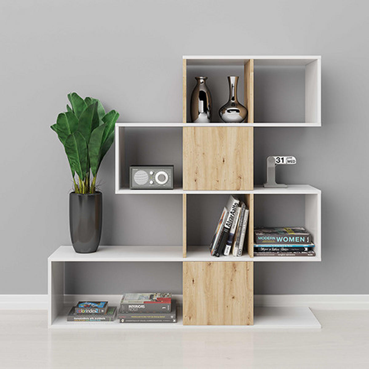 RAUMTEILER - Eiche Artisan/Weiß, MODERN, Holzwerkstoff (132/132/31cm) - MID.YOU