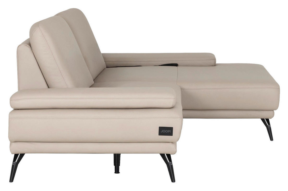 ECKSOFA JOOP! STUDIO Beige Echtleder  - Beige/Schwarz, KONVENTIONELL, Leder/Metall (301/180cm) - Joop!