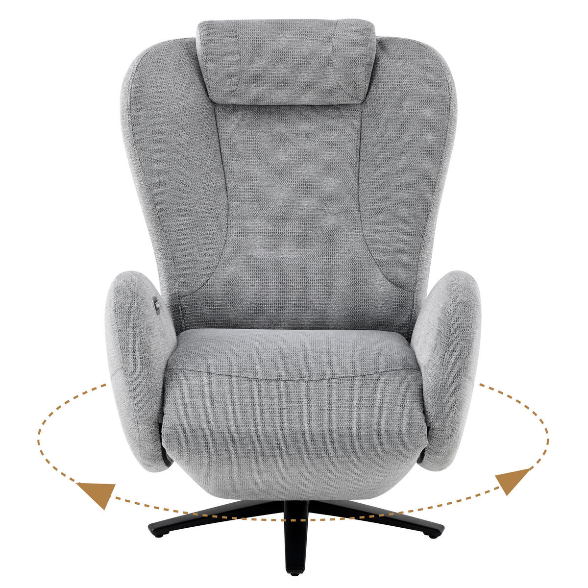 RELAXSESSEL Webstoff Relaxfunktion, Fußteilverstellung, Nackenkissen    - Schwarz/Grau, Design, Textil/Metall (77/109/89cm) - Stylife