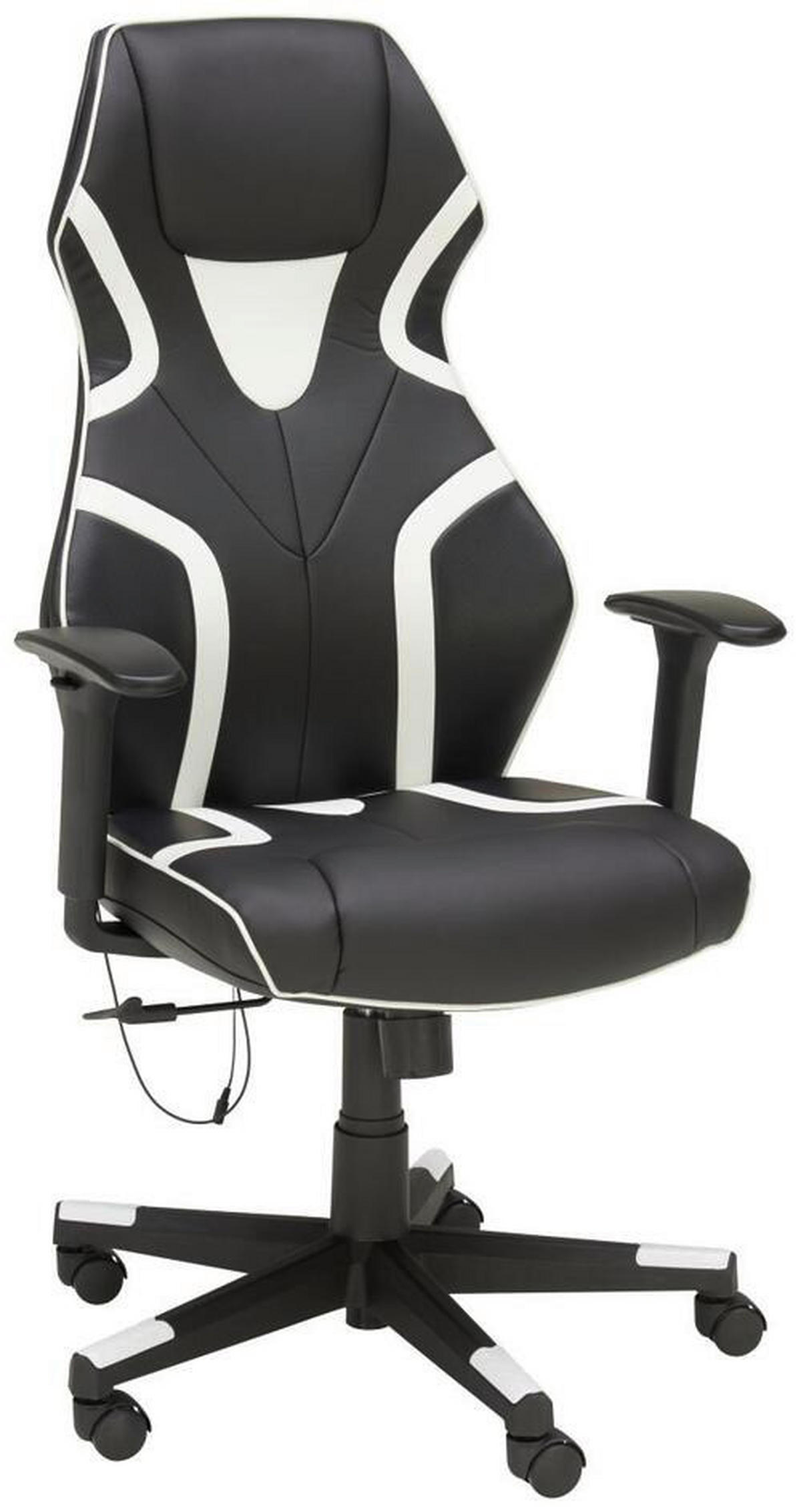 GAMINGSTOL  i läderimitation svart, vit  - vit/svart, Design, trä/textil (68/116-126/63cm) - Novel