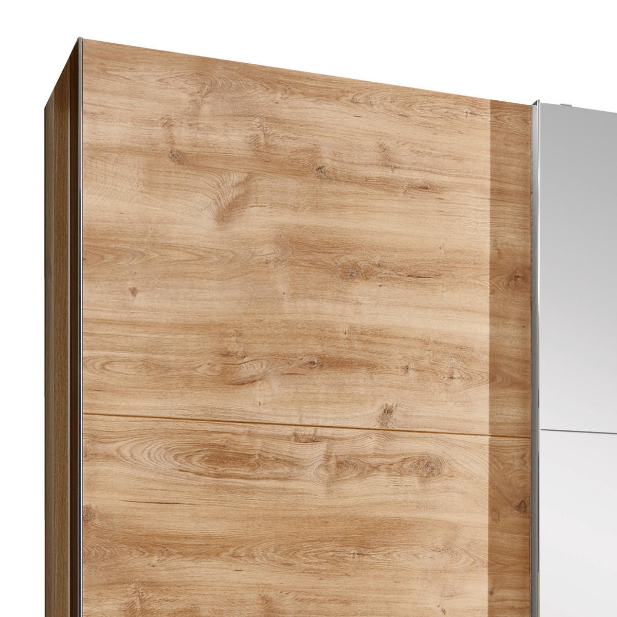 SCHWEBETÜRENSCHRANK in Eichefarben  - Chromfarben/Eichefarben, Modern, Glas/Holzwerkstoff (250/216/65cm) - MID.YOU