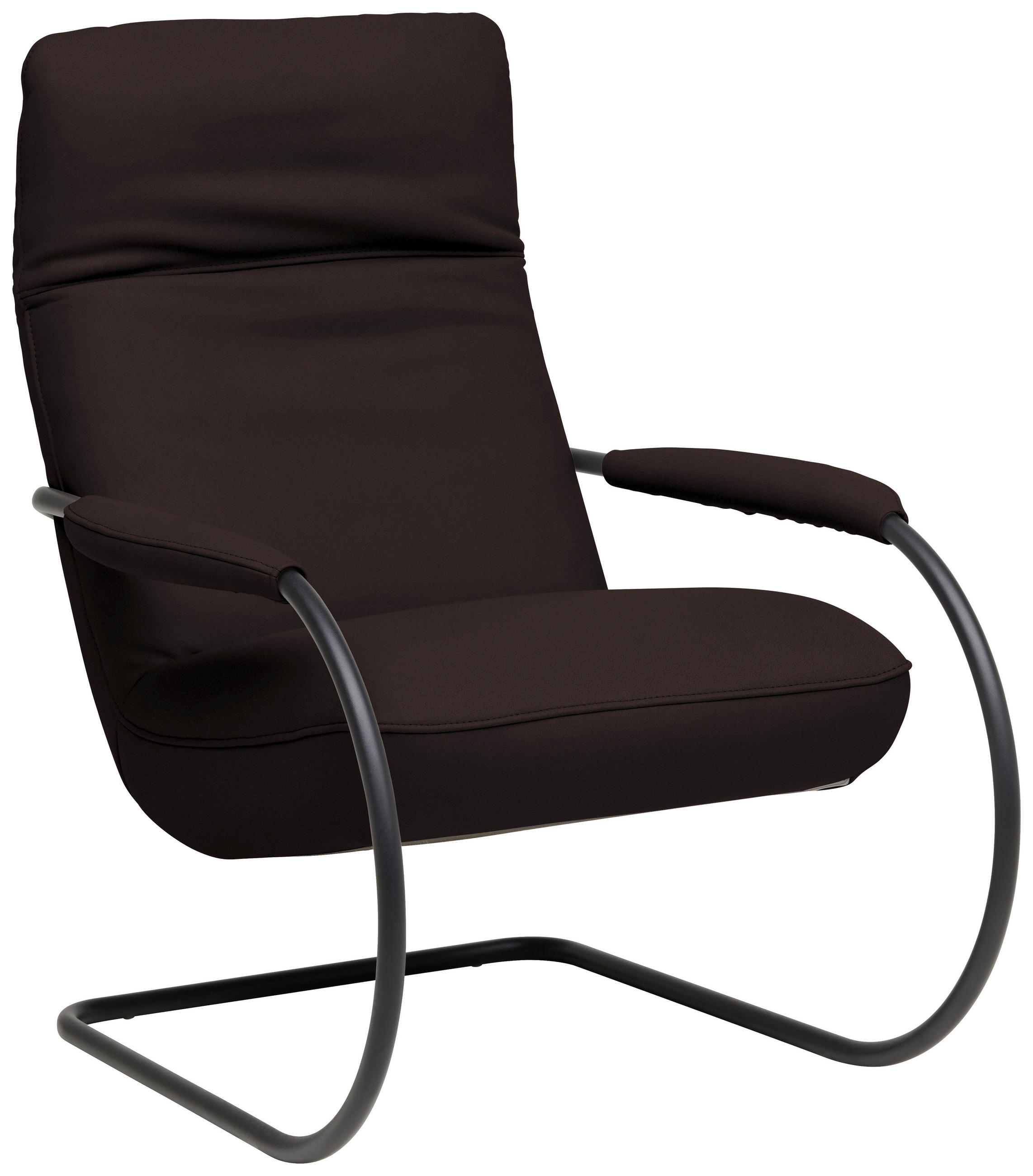 SESSEL in Echtleder Dunkelbraun  - Dunkelbraun/Schwarz, Design, Leder/Metall (80/104/99cm) - Koinor