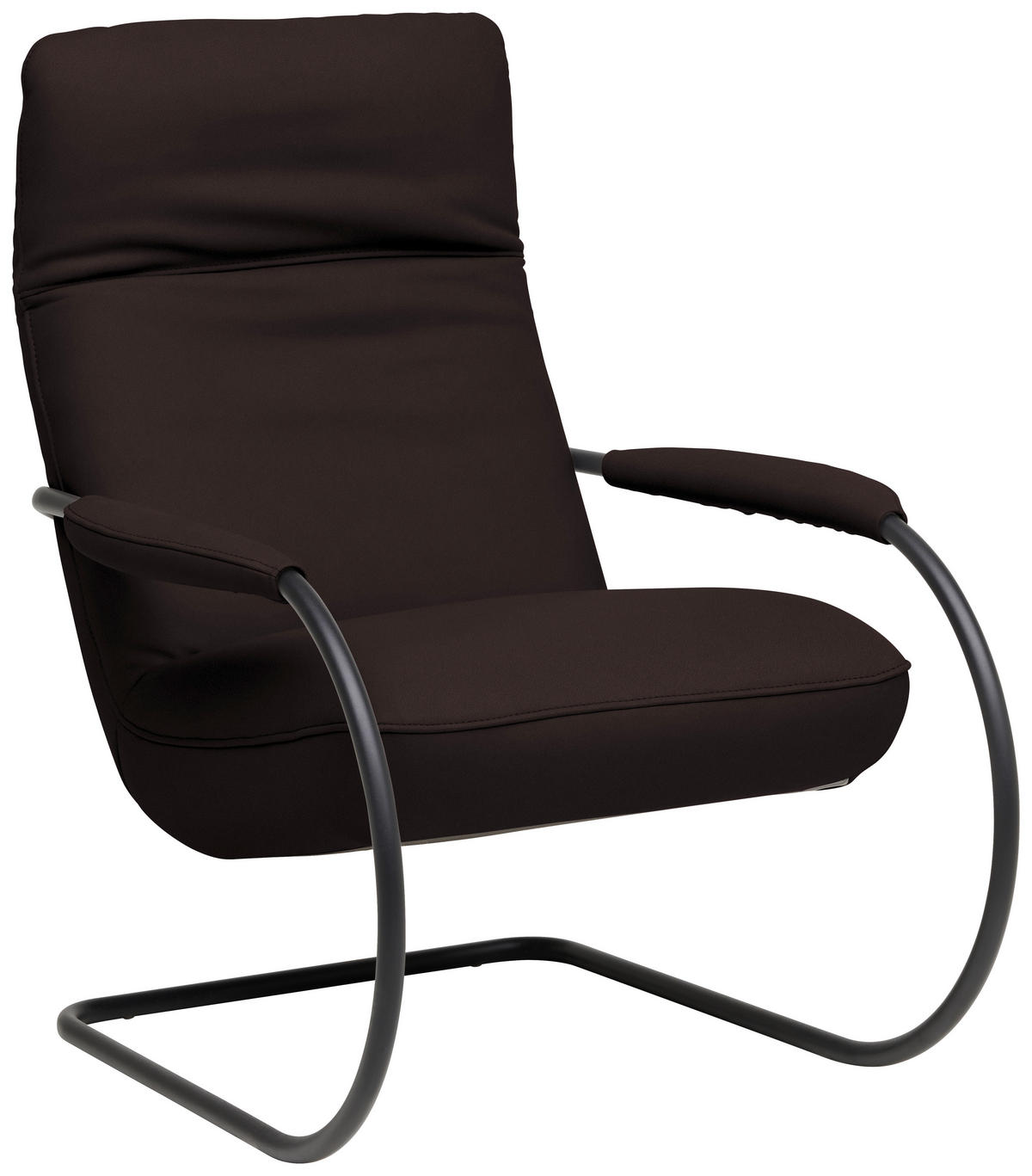 SESSEL in Echtleder Dunkelbraun  - Dunkelbraun/Schwarz, Design, Leder/Metall (80/104/99cm) - Koinor