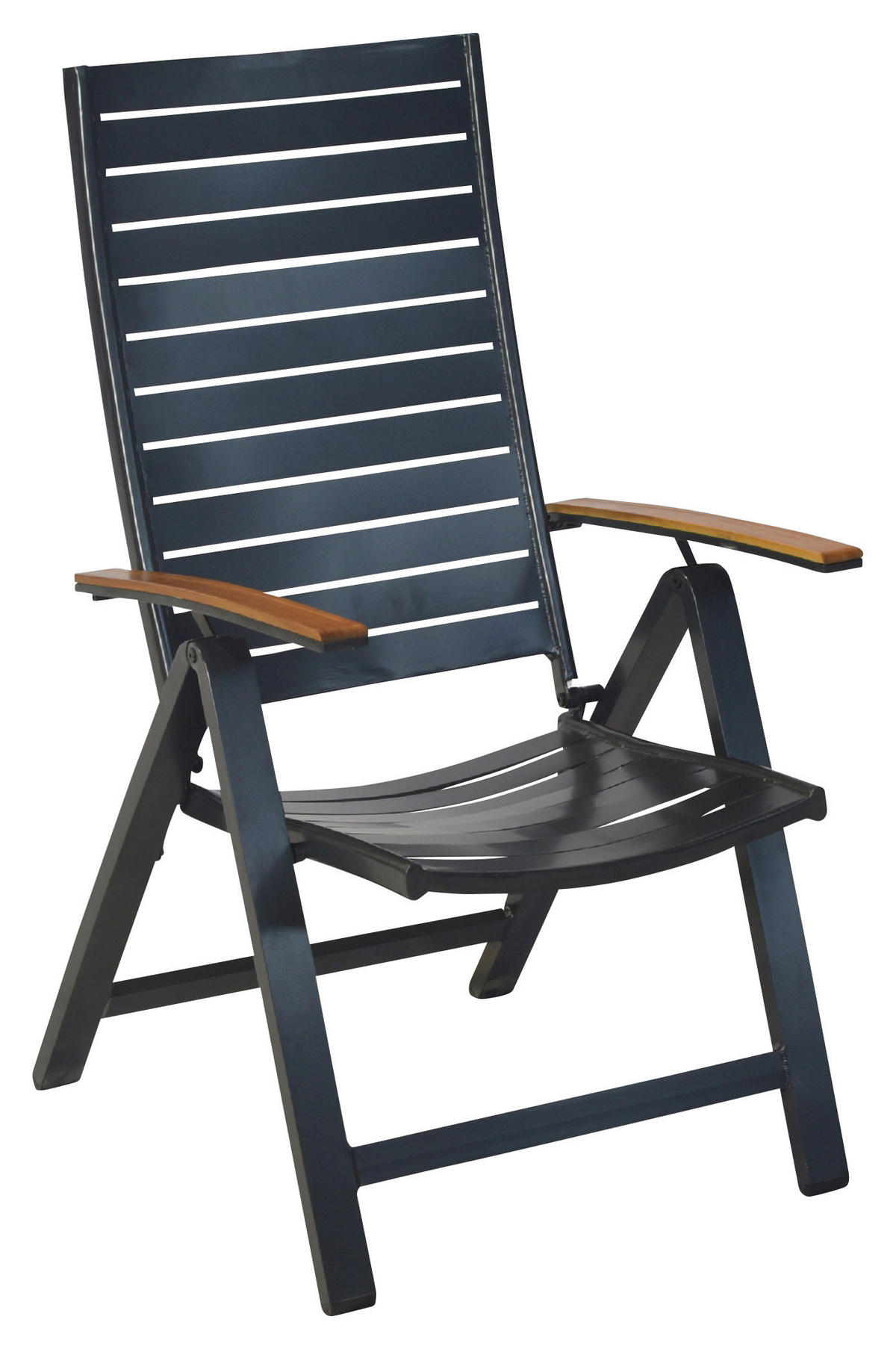 GARTENKLAPPSESSEL Akazie Aluminium Graphitfarben, Naturfarben  - Graphitfarben/Naturfarben, MODERN, Holz/Metall (60/114/68cm) - Gardenson