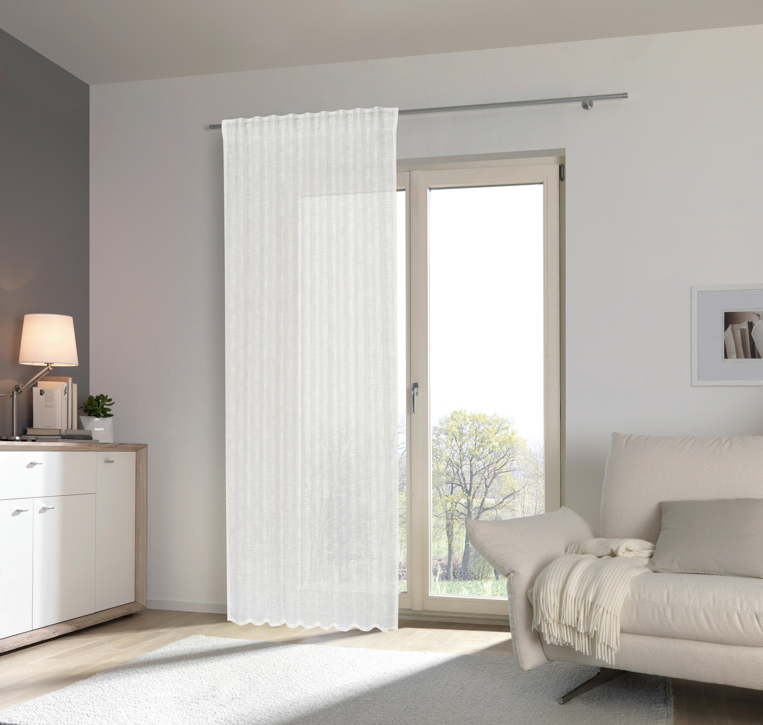 FERTIGVORHANG  halbtransparent   140/245 cm  - Creme, Basics, Textil (140/245cm) - Esposa