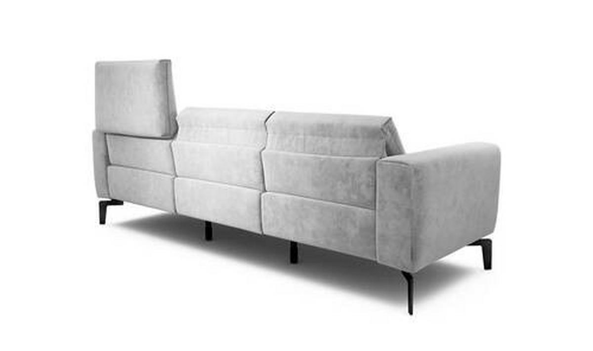 3-SITZER-SOFA in Samt Hellgrau  - Hellgrau/Schwarz, Design, Textil/Metall (250/86/86-94cm) - SENSOO