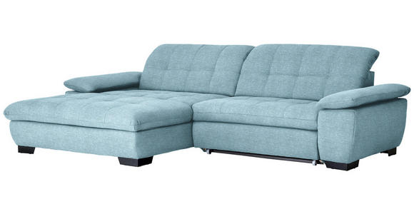 ECKSOFA in Webstoff Hellblau  - Schwarz/Hellblau, Design, Textil/Metall (180/265cm) - Carryhome