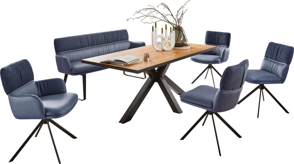 ESSTISCH 180/100/76 cm Echtholz, Nachbildung  Holz, Holzwerkstoff In verschiedenen Grössen erhältlich, Variantenauswahl rechteckig Schwarz, Eichefarben  - Eichefarben/Schwarz, Design, Holz/Holzwerkstoff (180/100/76cm) - Valdera