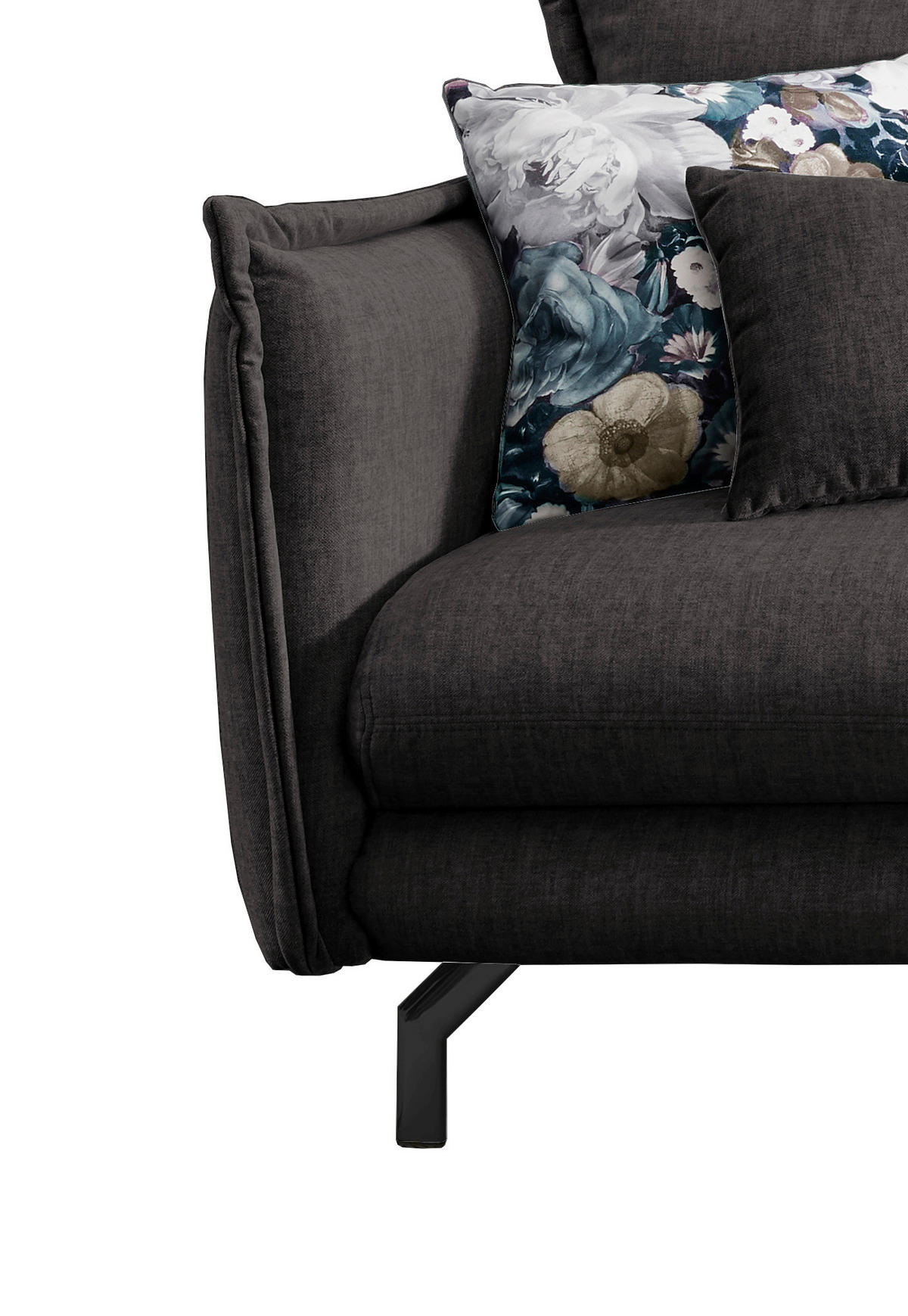 ECKSOFA in Velours Anthrazit  - Türkis/Anthrazit, Modern, Textil/Metall (255/180cm) - Livetastic