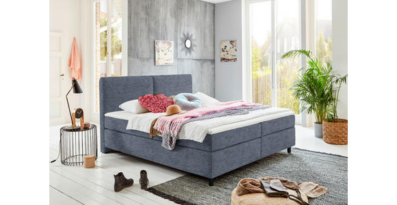 BOXSPRINGBETT 160/200 cm  in Blau  - Blau/Schwarz, KONVENTIONELL, Kunststoff/Textil (160/200cm) - Hom`in