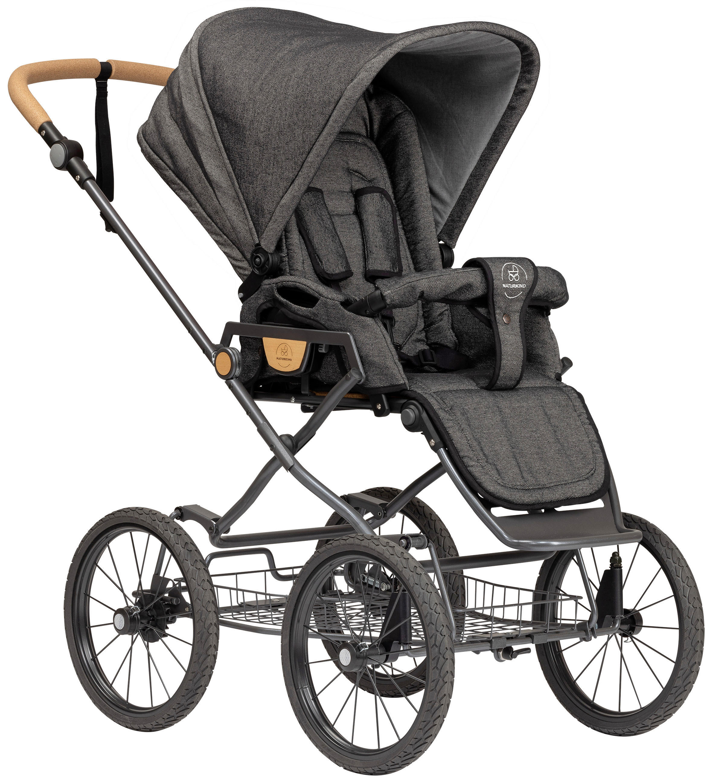 KINDERWAGEN Ida  - Anthrazit/Graphitfarben, Basics, Textil/Metall (62/110/110cm) - Naturkind