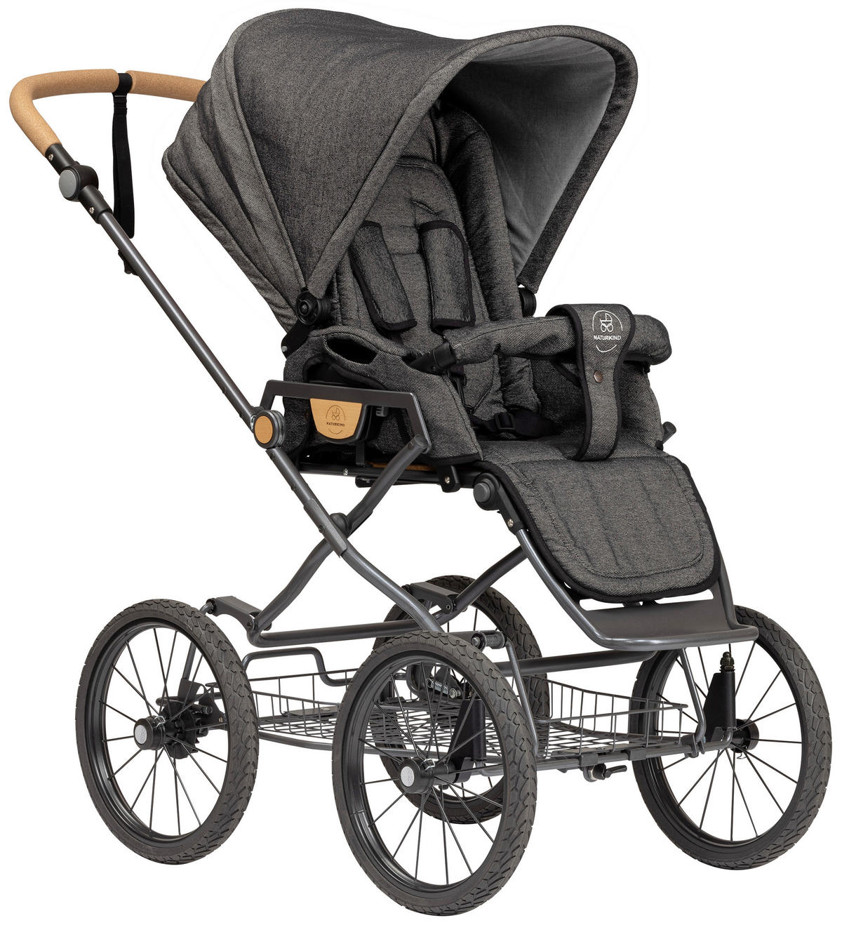 KINDERWAGEN Ida  - Anthrazit/Graphitfarben, Basics, Textil/Metall (62/110/110cm) - Naturkind