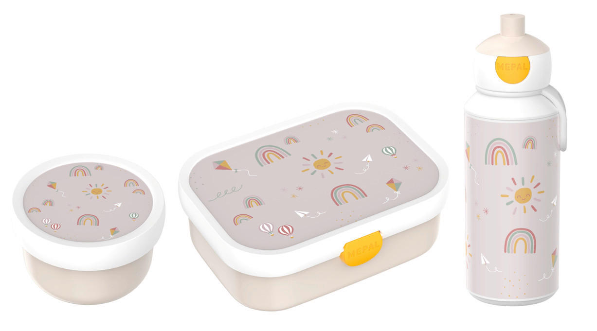 PAUSENSET lunchset campus (pu+bd+fb) sunshine&rainbow  - Multicolor/Creme, KONVENTIONELL, Kunststoff (24/6.8/24.4cm) - Mepal