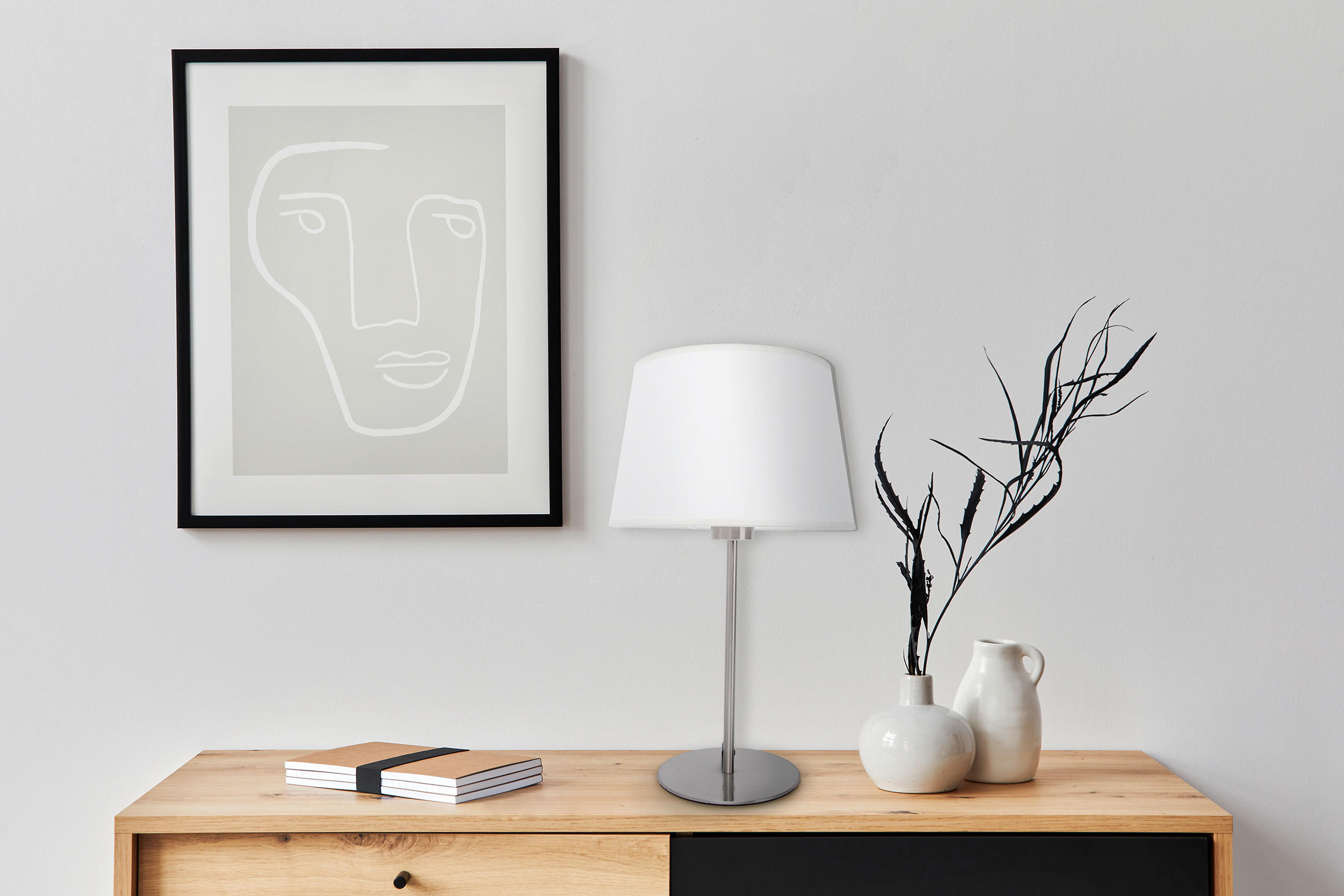 NACHTTISCHLEUCHTE   - Beige, Basics, Kunststoff/Textil (45cm) - Näve