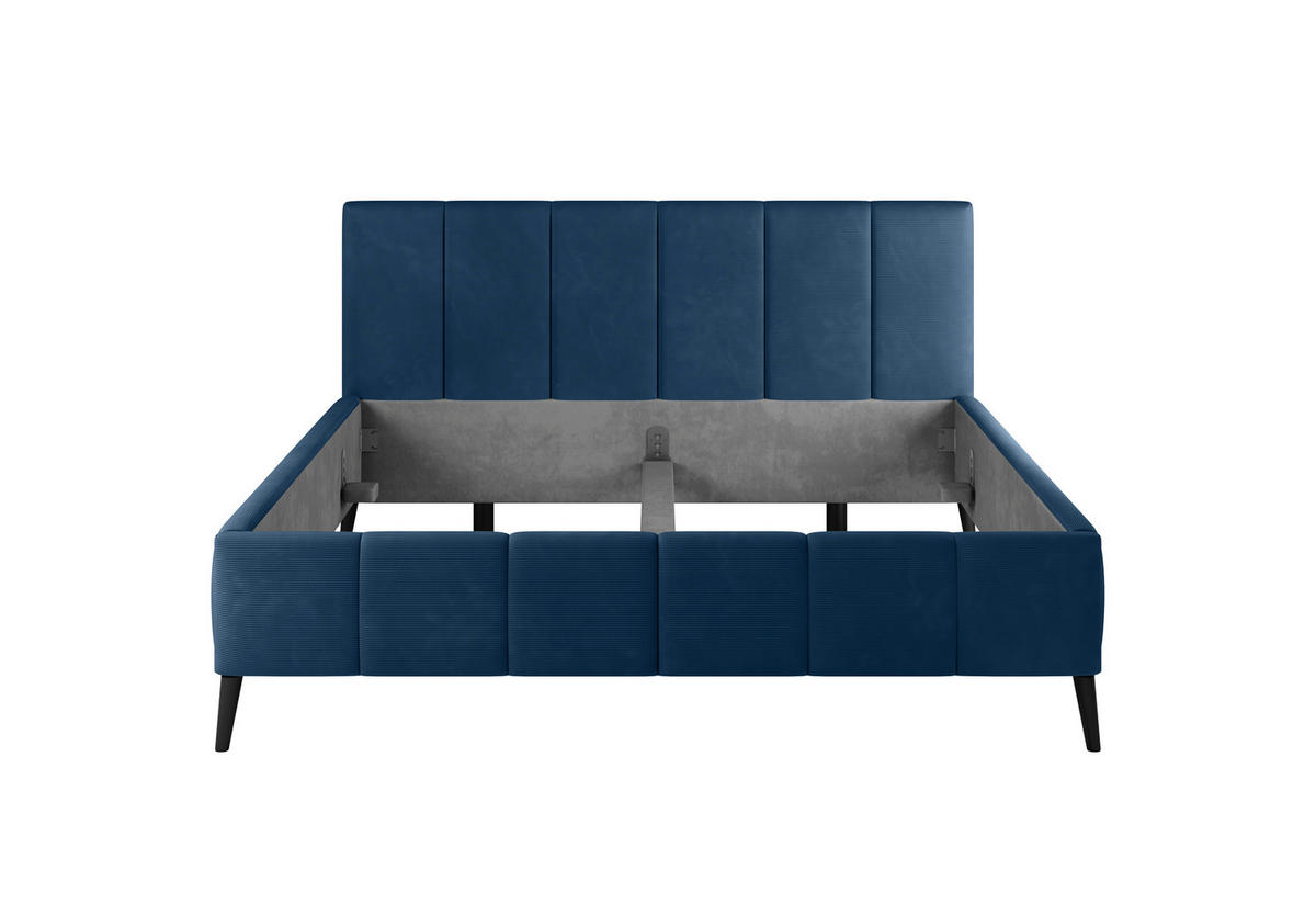 POLSTERBETT 180/200 cm  in Dunkelblau  - Schwarz/Naturfarben, Trend, Holz/Textil (180/200cm) - home24