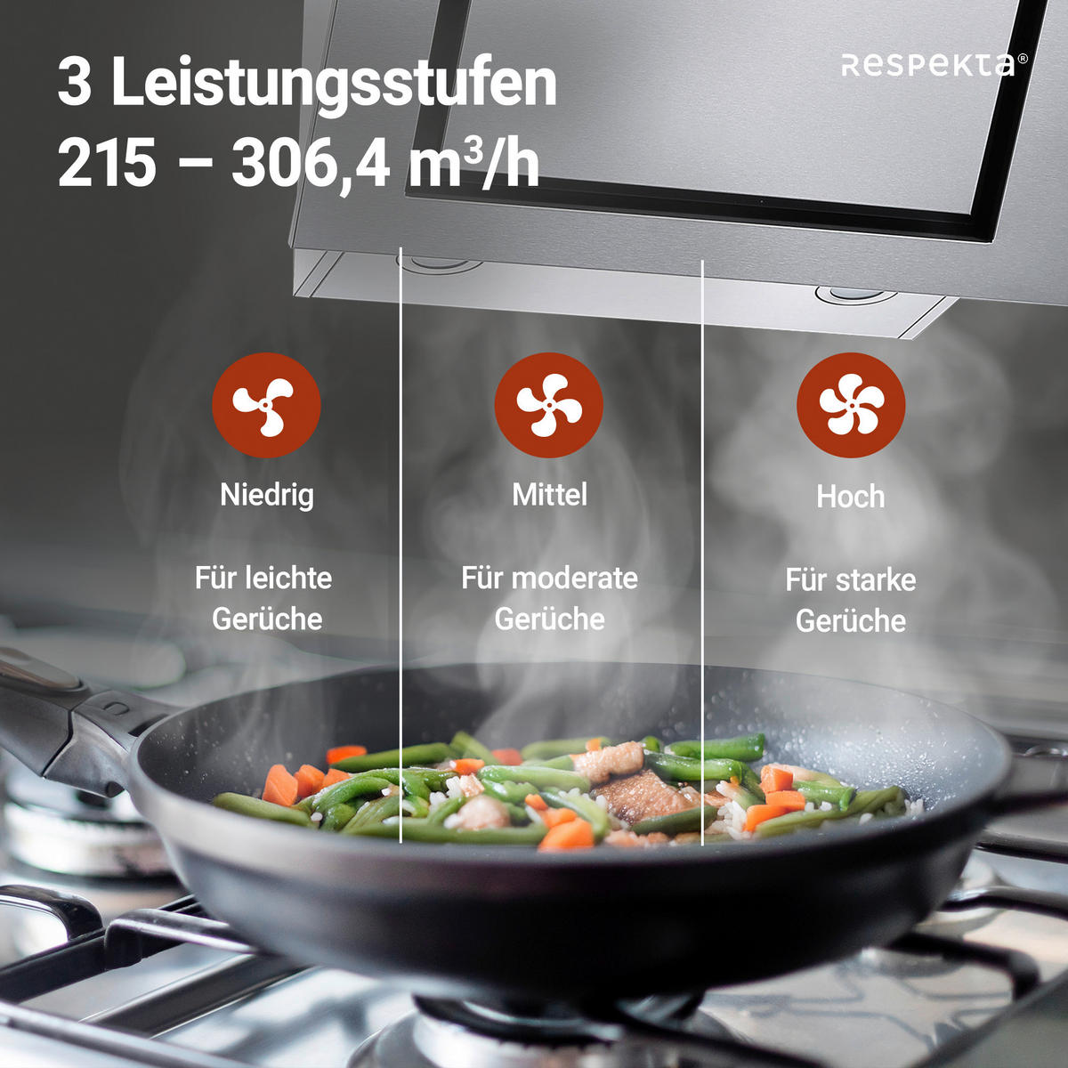 DUNSTABZUGSHAUBE CH22020IXB  - Edelstahlfarben, Trend, Metall (60/76-114/43cm) - Respekta