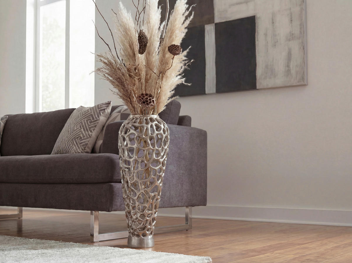 VASE 60 cm  - Silberfarben, Design, Metall (24/60cm) - Livetastic
