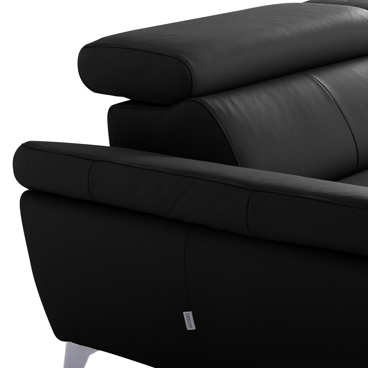 ECKSOFA  in Lederlook Echtleder Schwarz  - Chromfarben/Schwarz, Design, Leder/Textil (179/252cm) - Livetastic
