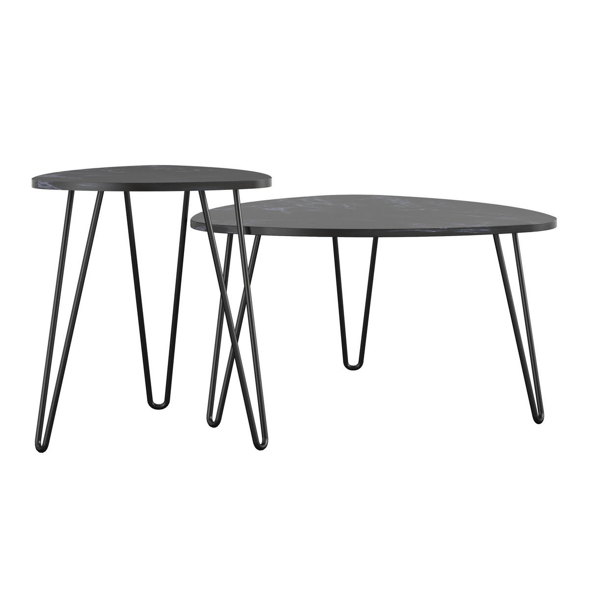 COUCHTISCHSET Athena oval Schwarz  - Schwarz, Design, Holzwerkstoff/Metall (51/57/51cm) - MID.YOU