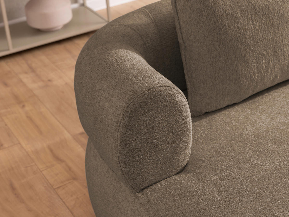 3-SITZER-SOFA Chenille Braun  - Schwarz/Braun, Design, Kunststoff/Textil (200/76/96cm) - Livetastic
