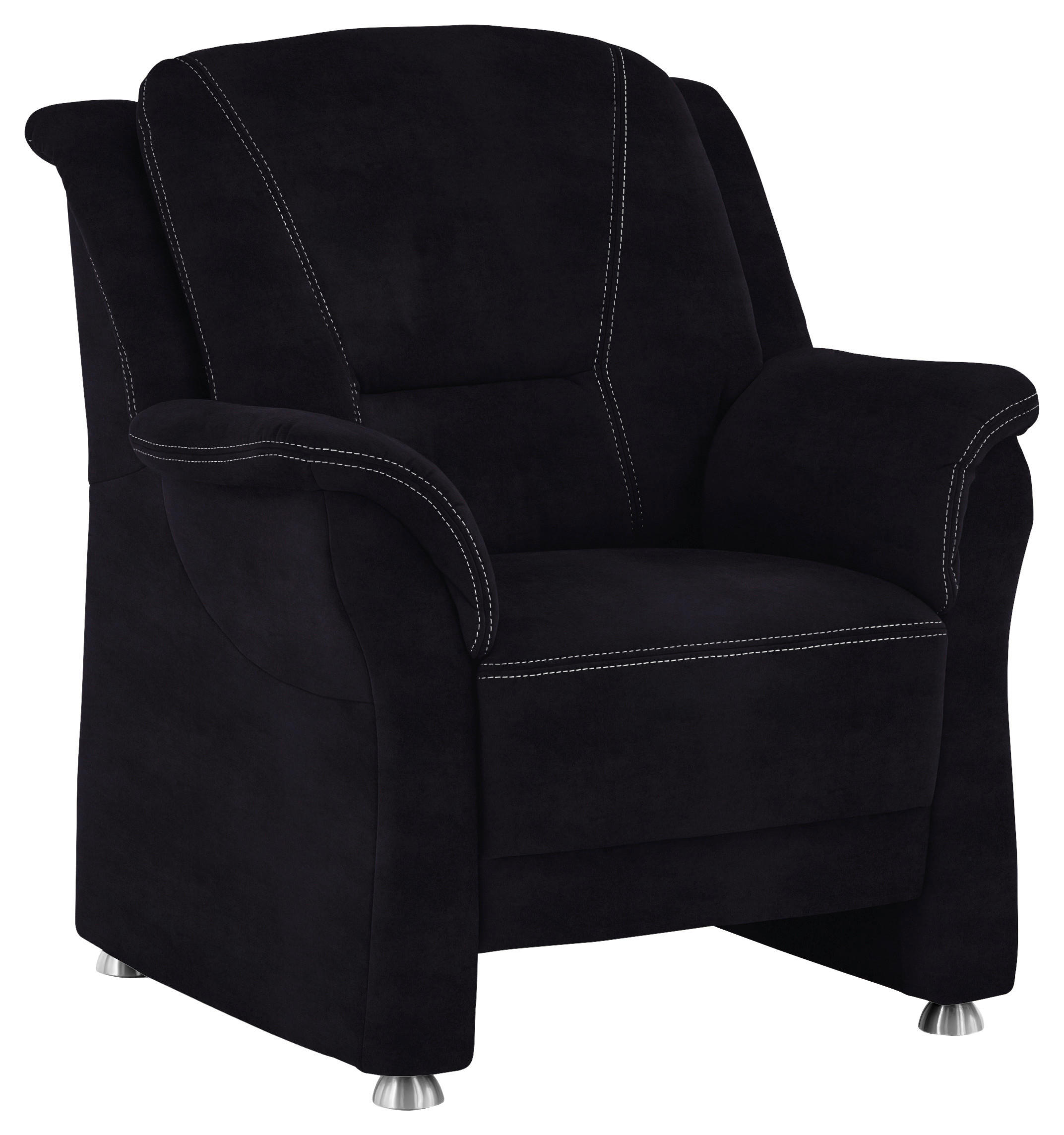 SESSEL in Mikrofaser Schwarz  - Beige/Alufarben, Konventionell, Textil/Metall (90/100/92cm) - Beldomo Comfort