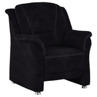 SESSEL in Mikrofaser Schwarz  - Beige/Alufarben, Konventionell, Textil/Metall (90/100/92cm) - Beldomo Comfort