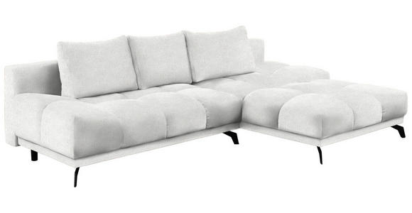 ECKSOFA in Chenille Ecru  - Ecru/Schwarz, MODERN, Textil/Metall (290/182cm) - Hom`in