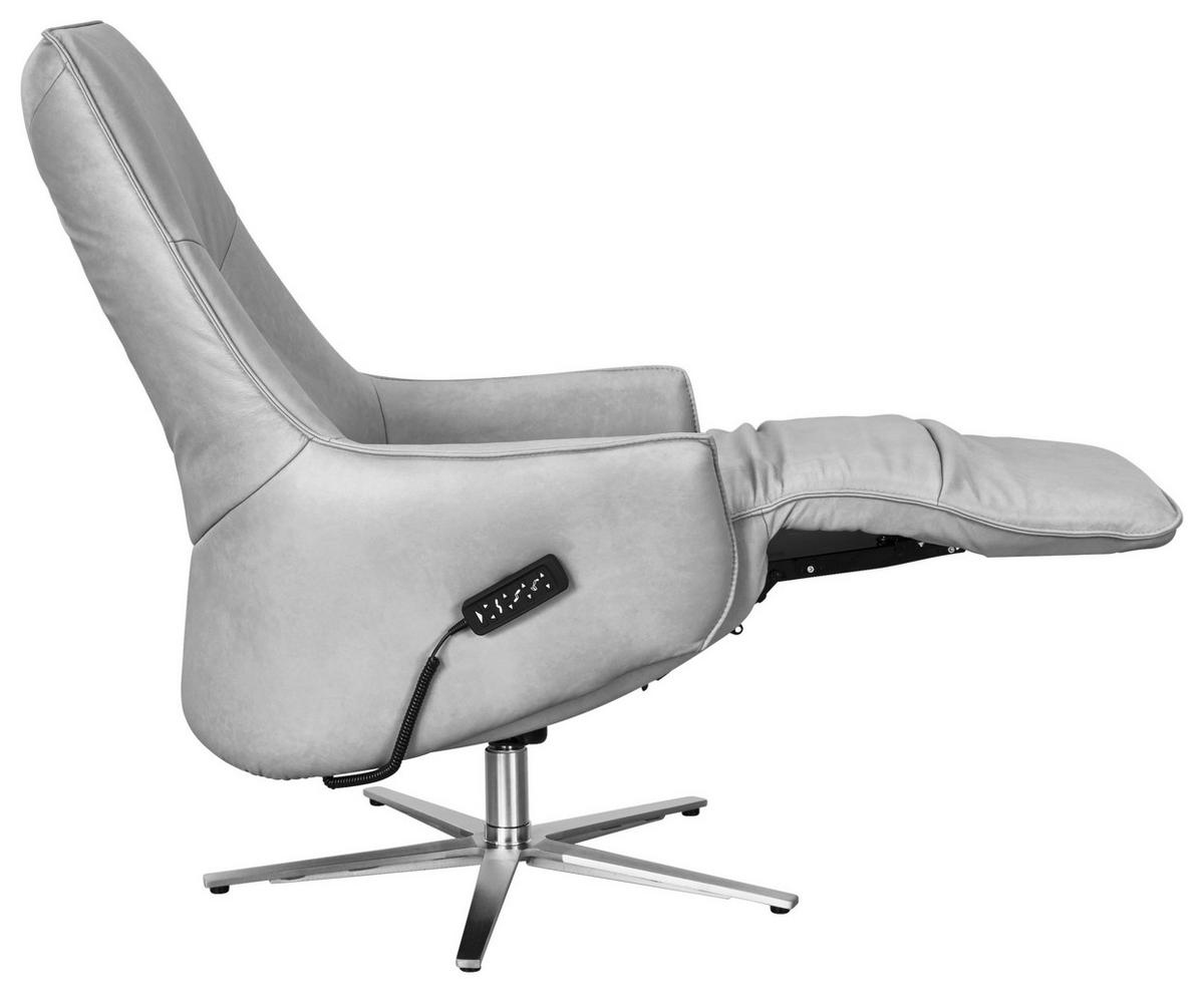 RELAXSESSEL in Leder Hellgrau  - Edelstahlfarben/Hellgrau, Design, Leder/Metall (70/120/88cm) - Himolla Komfortklass