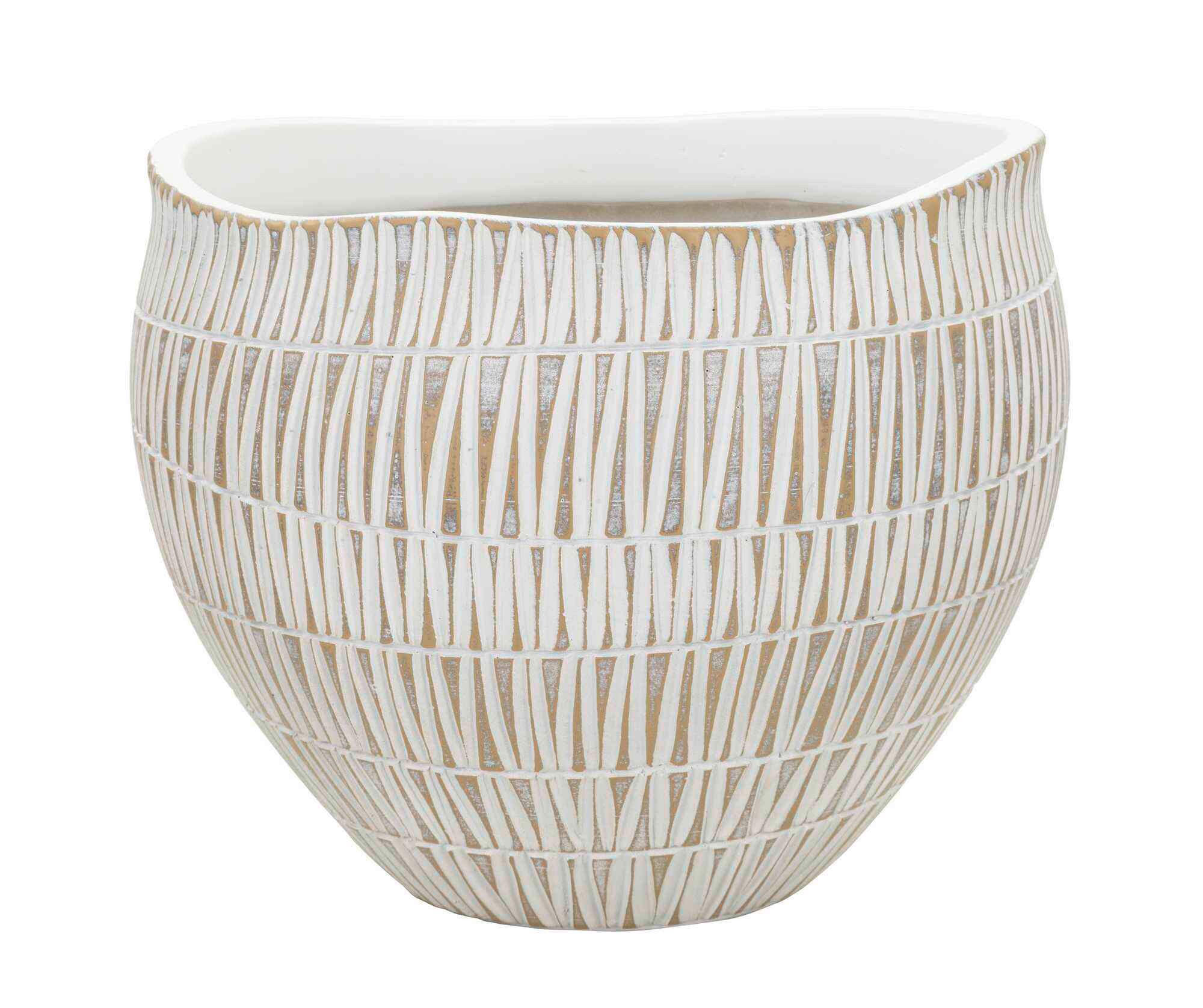 Vase Cachepot Stiky  - Goldfarben/Weiß, Basics, Kunststoff (26/20.5/26cm)